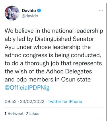 Davido Osun PDP Primaries