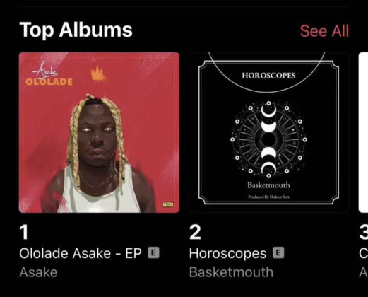 Asake EP Ololade Apple Music Chart