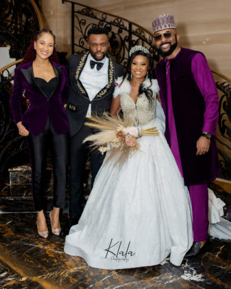 The Couple with Banky W and his wife, Adesua