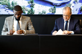Rudiger signing his contract with Real Madrid