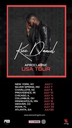 Kizz Daniel Afroclassic World Tour US Dates