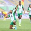 Rasheedat Ajibade Celebrating her goal against Cameroon