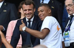 Emmanuel Macron and Kylian Mbappe