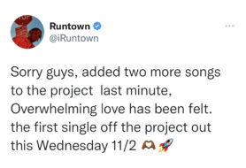 Runtown album signs