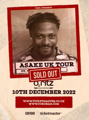 Soldout flier for Asake's Manchester show