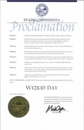 Wizkid Day Minnesota October 6
