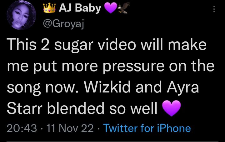 Wizkid Ayra Starr '2 Sugar' Video