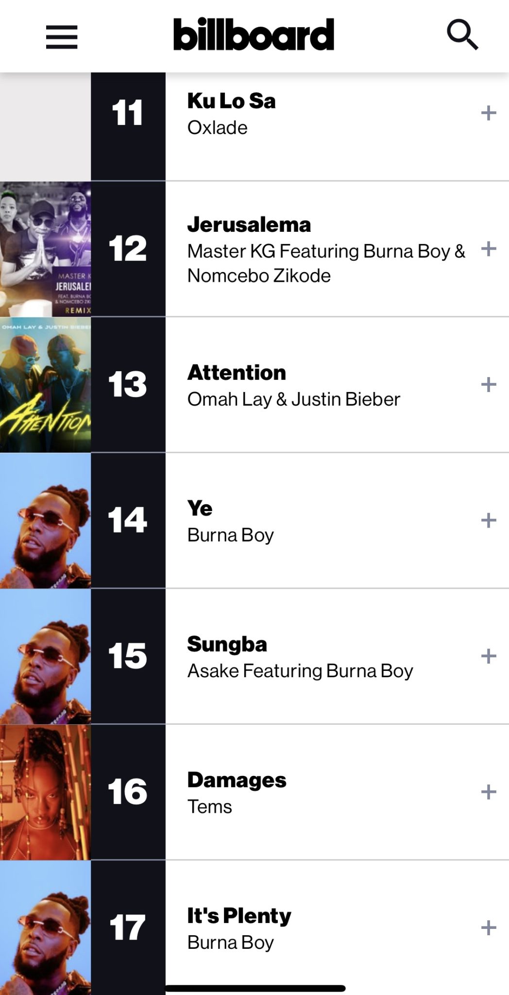 See Billboard's End Of The Year Charts For Afrobeats Here Notjustok