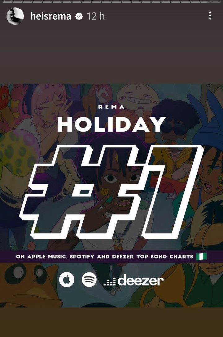 Rema 'Holiday' Charts