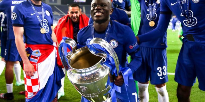 N'Golo Kante lifting the UEFA Champions League