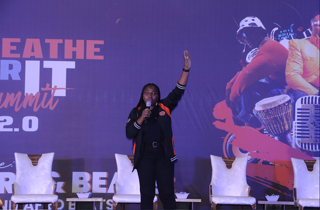 Brand Manager (Gum & Candy) Cadbury West Africa, Joan Odafe, addressing the attendees