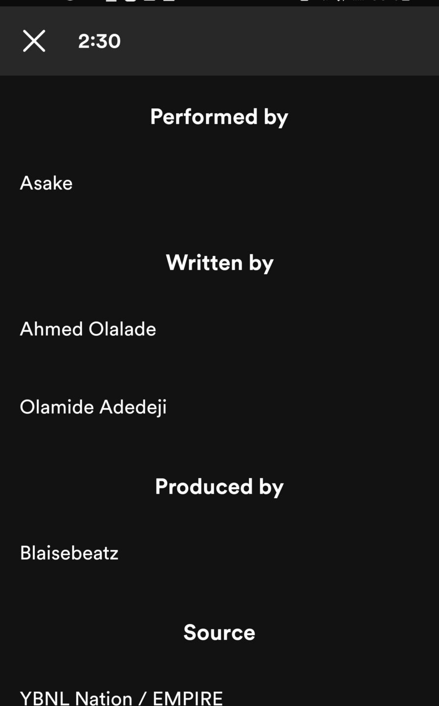 Olamide Asake 'Work Of Art'