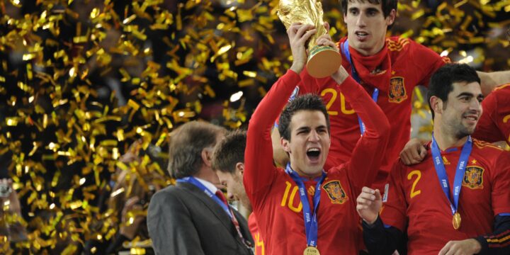 Cesc Fabregas lifting the FIFA World Cup