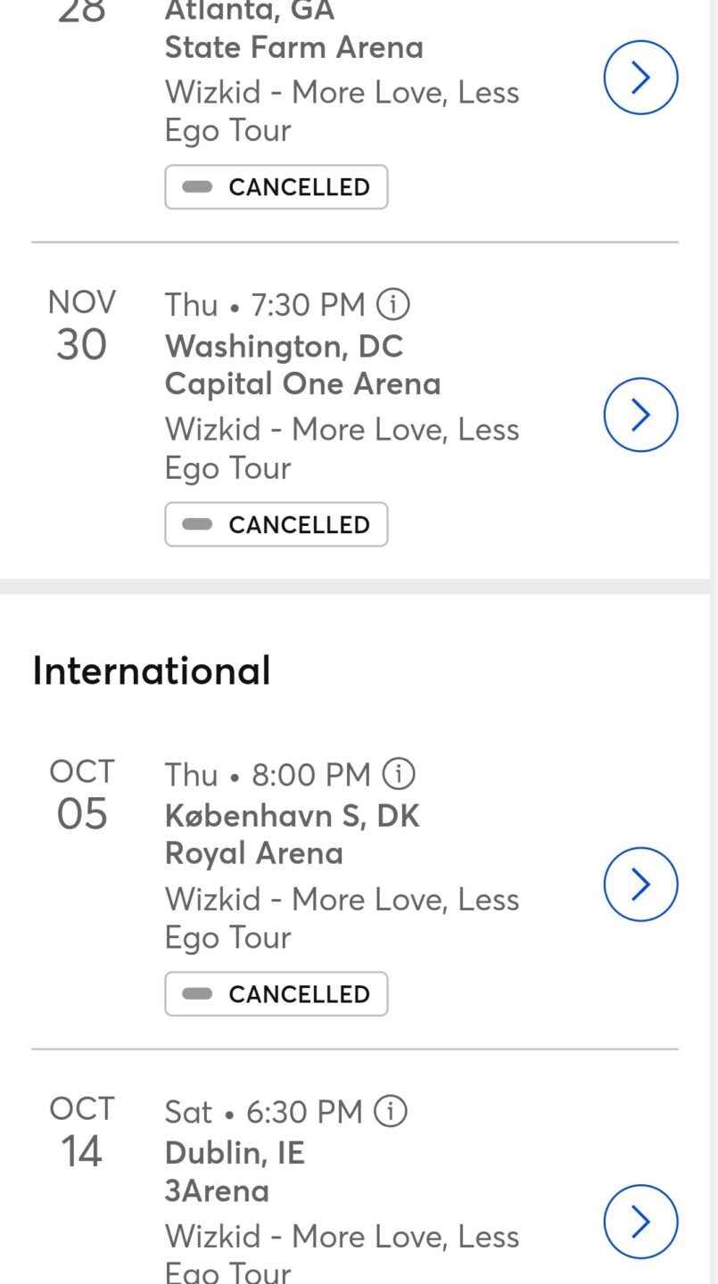 Wizkid 'More Love Less Ego' tour