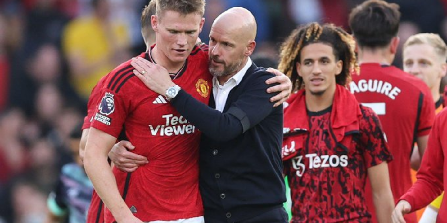 Erik Ten Hag reacts to Manchester United victory over Brentford