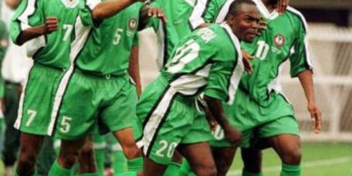 Nigeria celebrating their goal against Ghana 