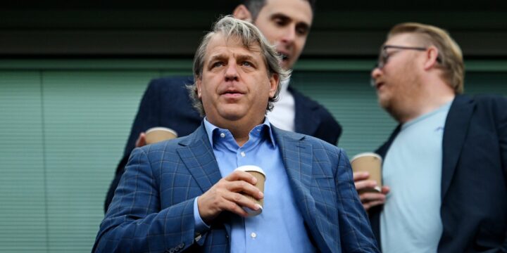 Todd Boehly watching a Chelsea match at Stamford Bridge