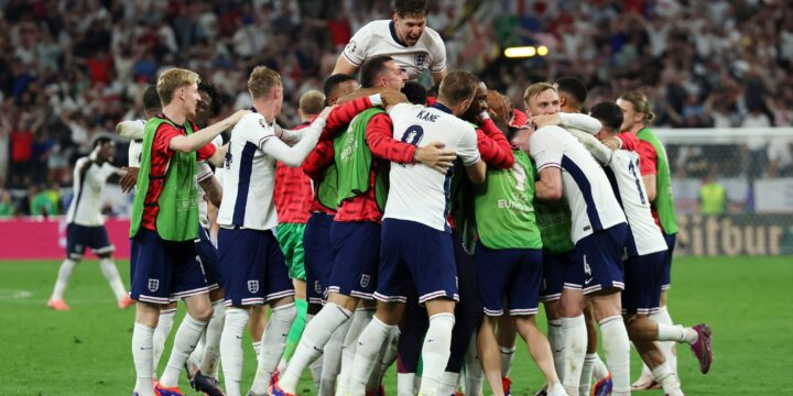 England team celebrating their win over Netherlands at Euro 2024