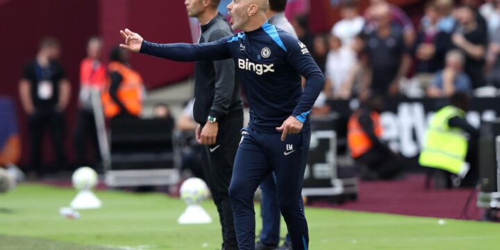 Enzo Maresca on the touchline for Chelsea against West Ham United