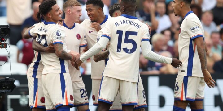 Chelsea players celebrate goals against Wolves in Premier League