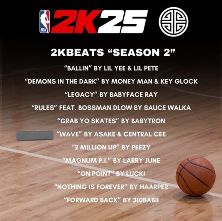 Asake central cee wave NBA 2K25 soundtrack