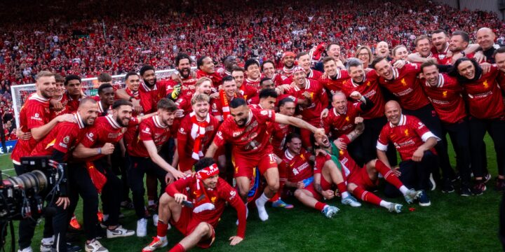 Liverpool players celebrating their Premier League title