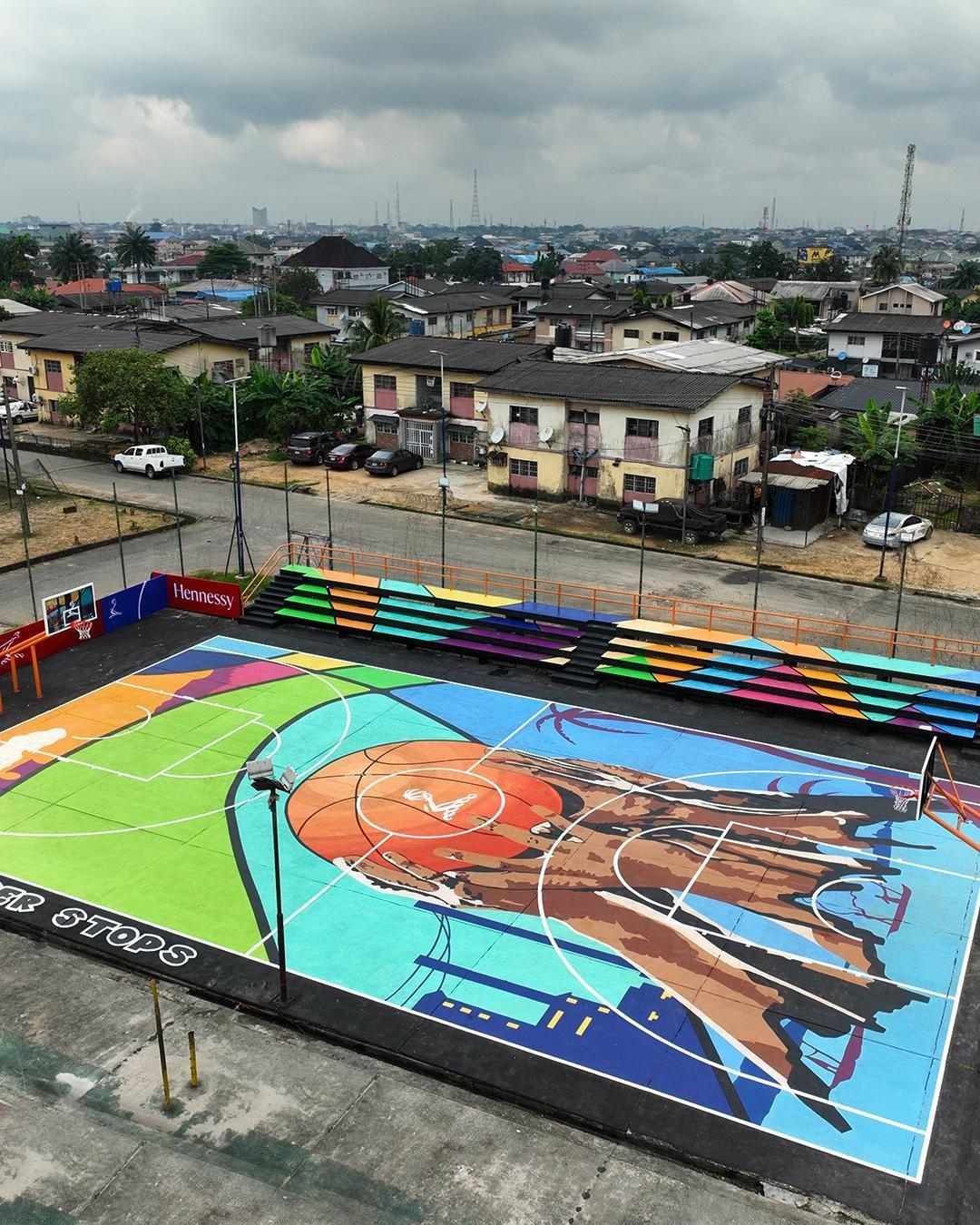 Refurbished basketball Court by Hennessy