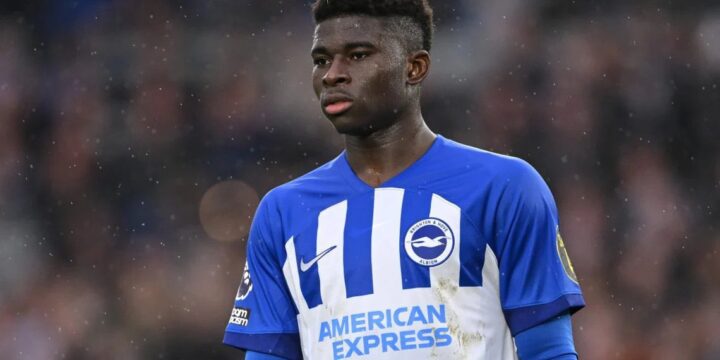 Carlos Baleba in Brighton's jersey