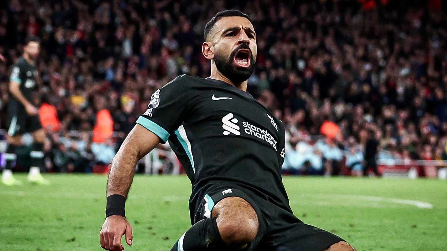 Mohamed Salah celebrating a goal for Liverpool