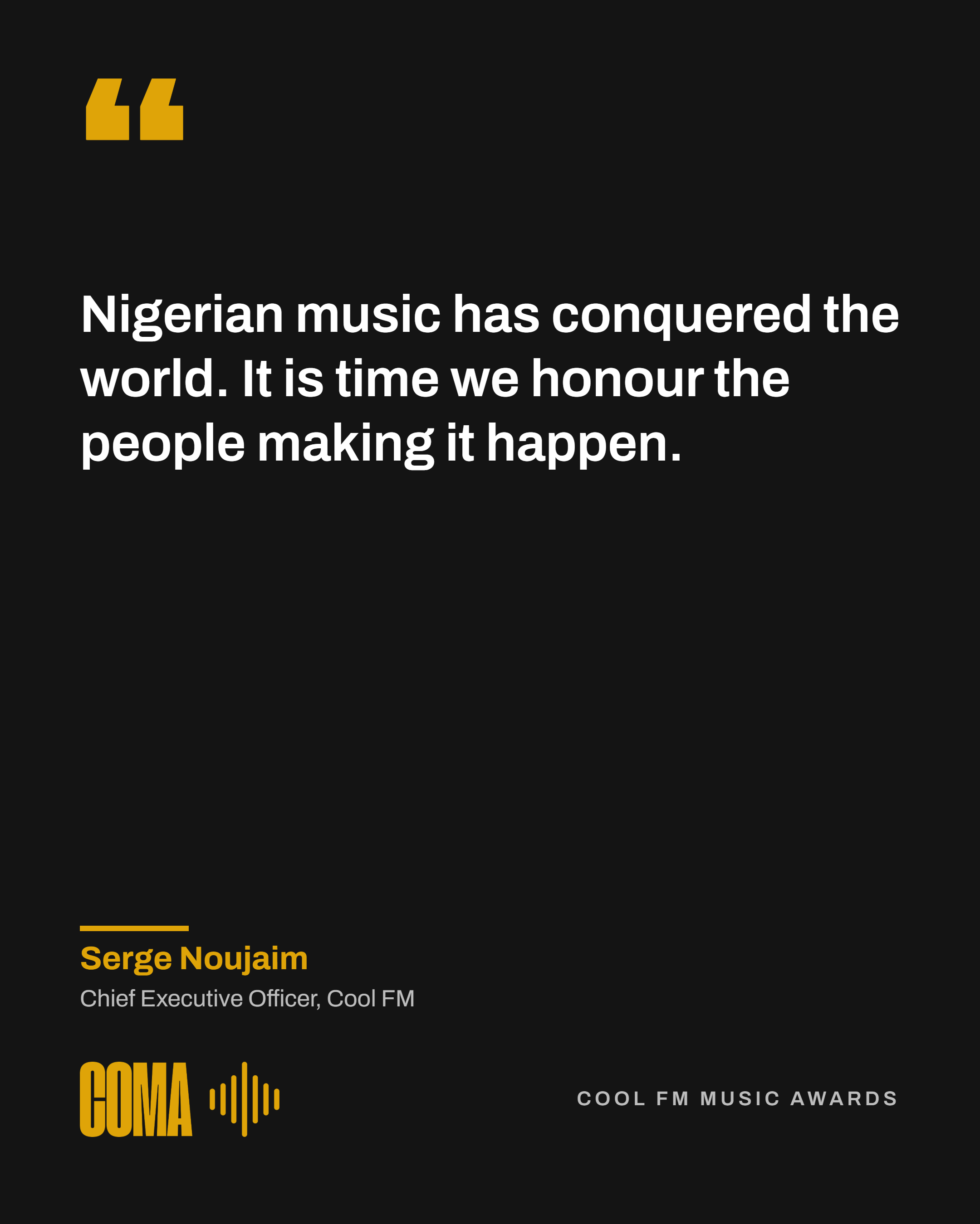 Cool FM Announces COMA, the Cool FM Music Awards, Recognising the Sounds and Creatives Shaping Nigerian Music